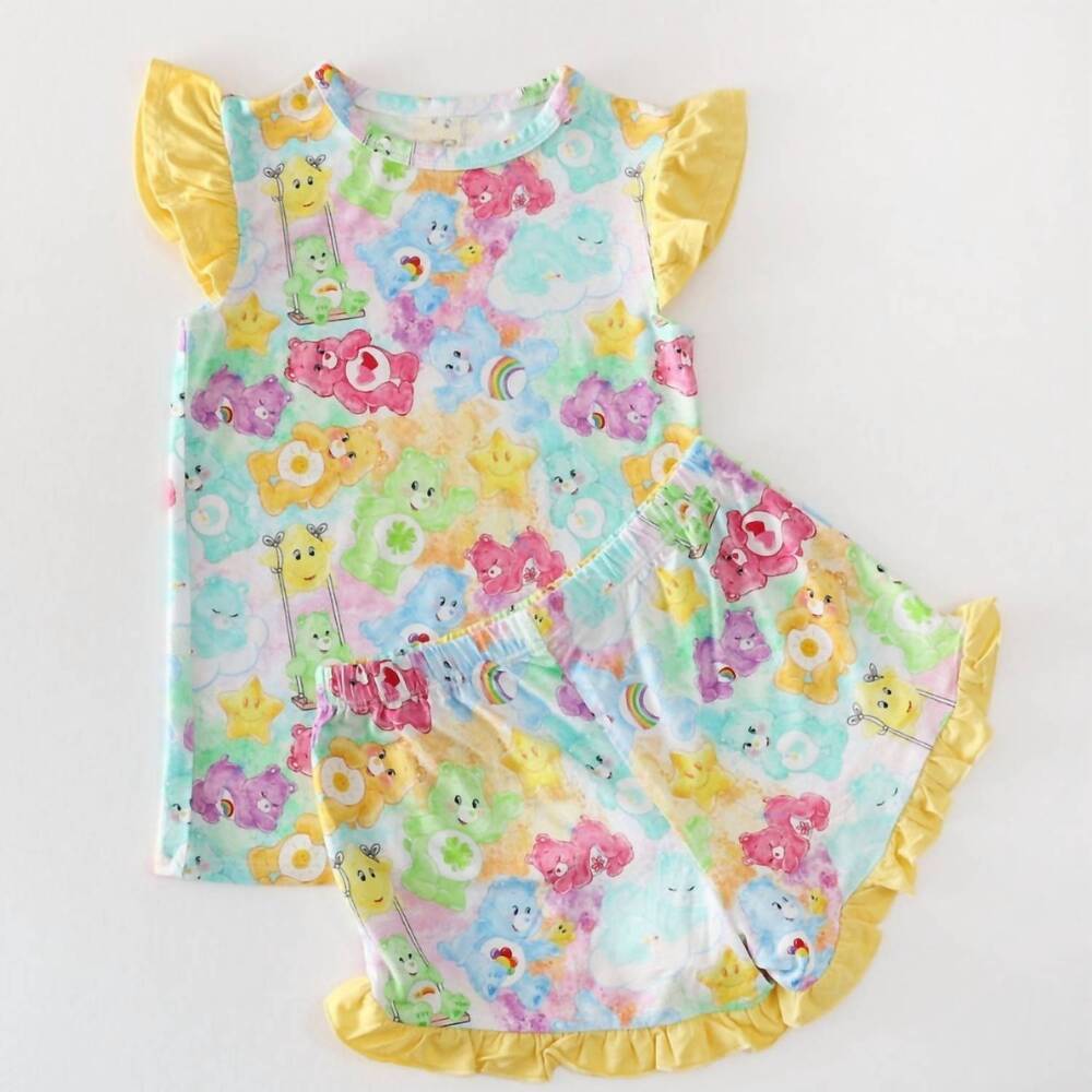 NEW CHARLIES PROJECT girl's love a lot short sleeve loungewear set in multi